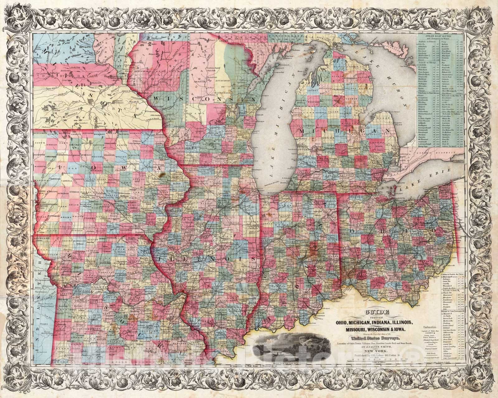 Historic Map : Guide Book, Western Tourist And Emigrant's Guide 1851 - Vintage Wall Art