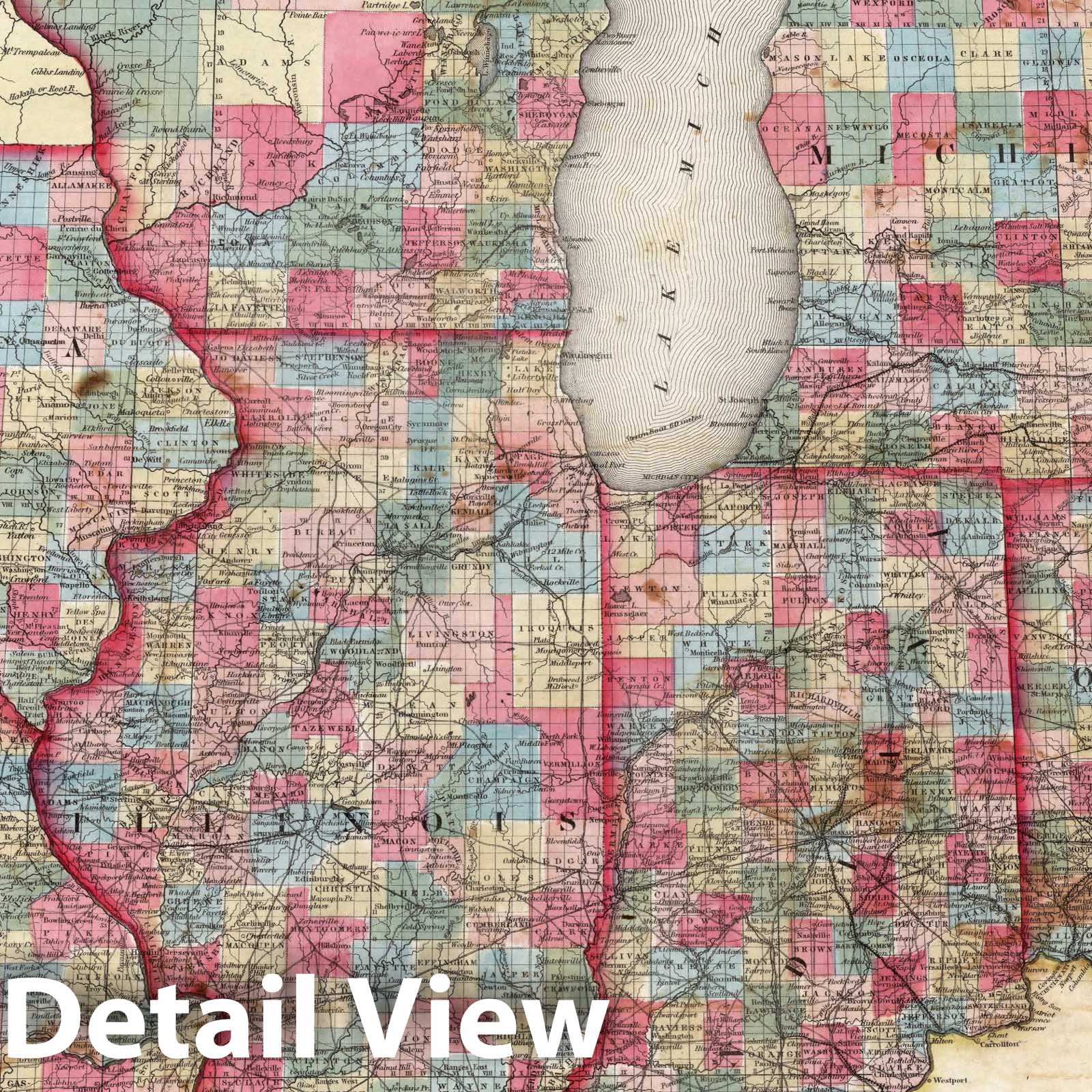 Ohio, Michigan, Indiana, Illinois, Missouri, Wisconsin & Iowa Railroad Map 1851