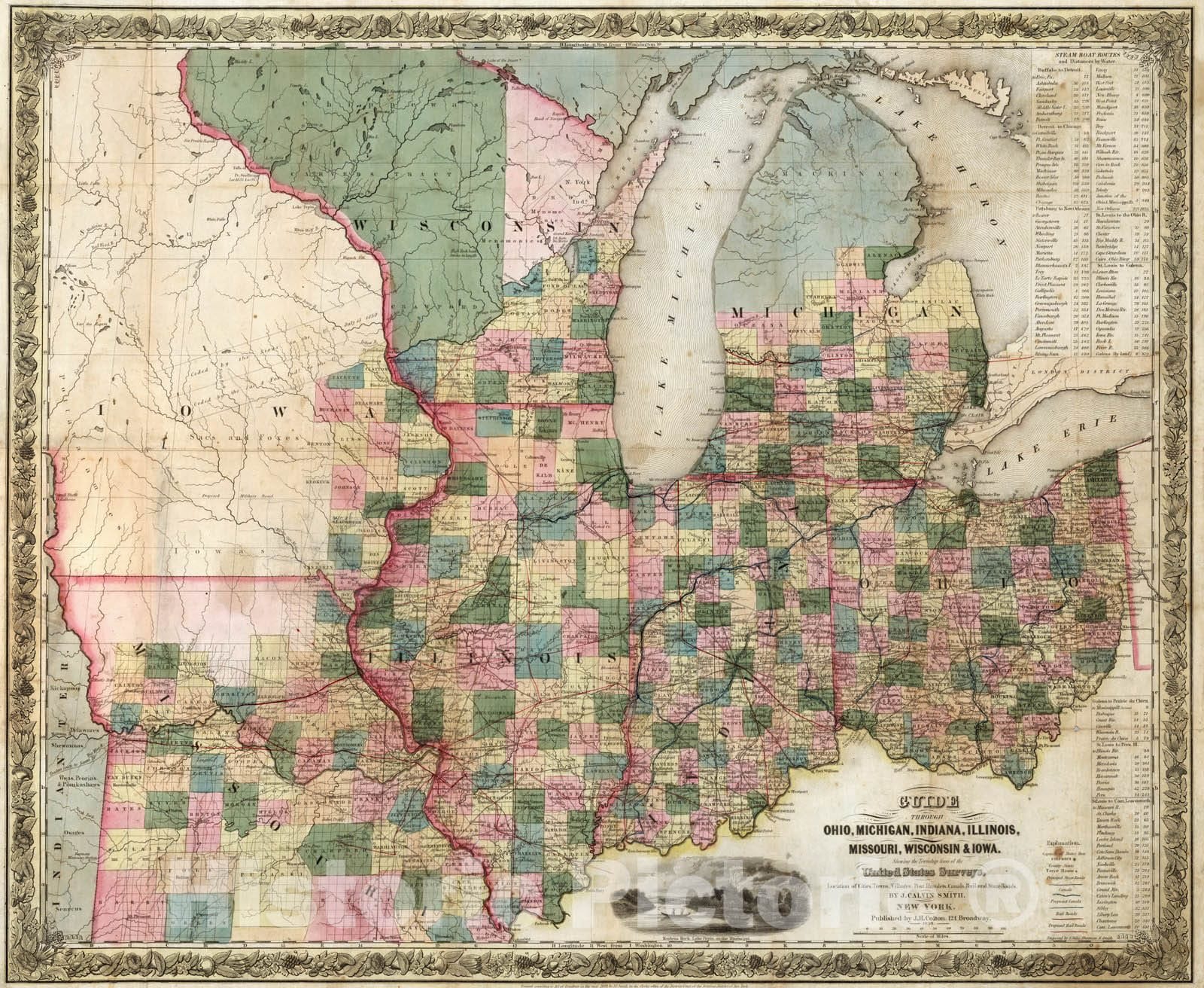 Historic Map : Guide Book, The Western Tourist and Emigrant's Guide 1839 - Vintage Wall Art