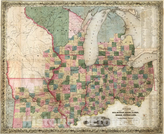 Historic Map : Guide Book, The Western Tourist and Emigrant's Guide 1839 - Vintage Wall Art
