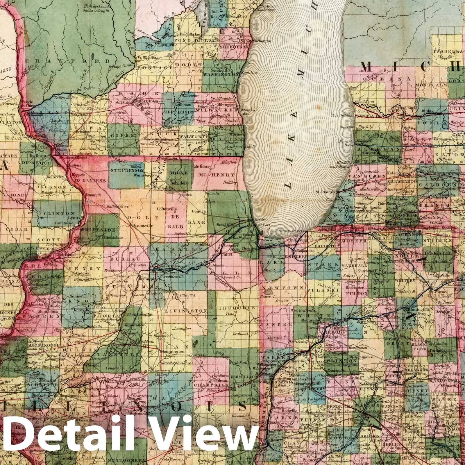 Ohio, Michigan, Indiana, Illinois, Missouri, Wisconsin and Iowa - Road Map, 1839