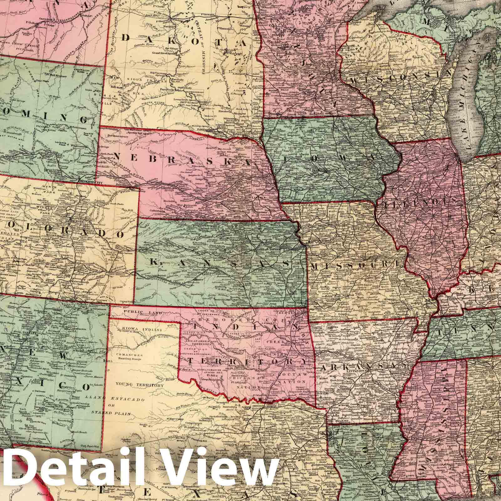 United States Map 1877 - Lloyd's Dollar Map Historical Reproduction