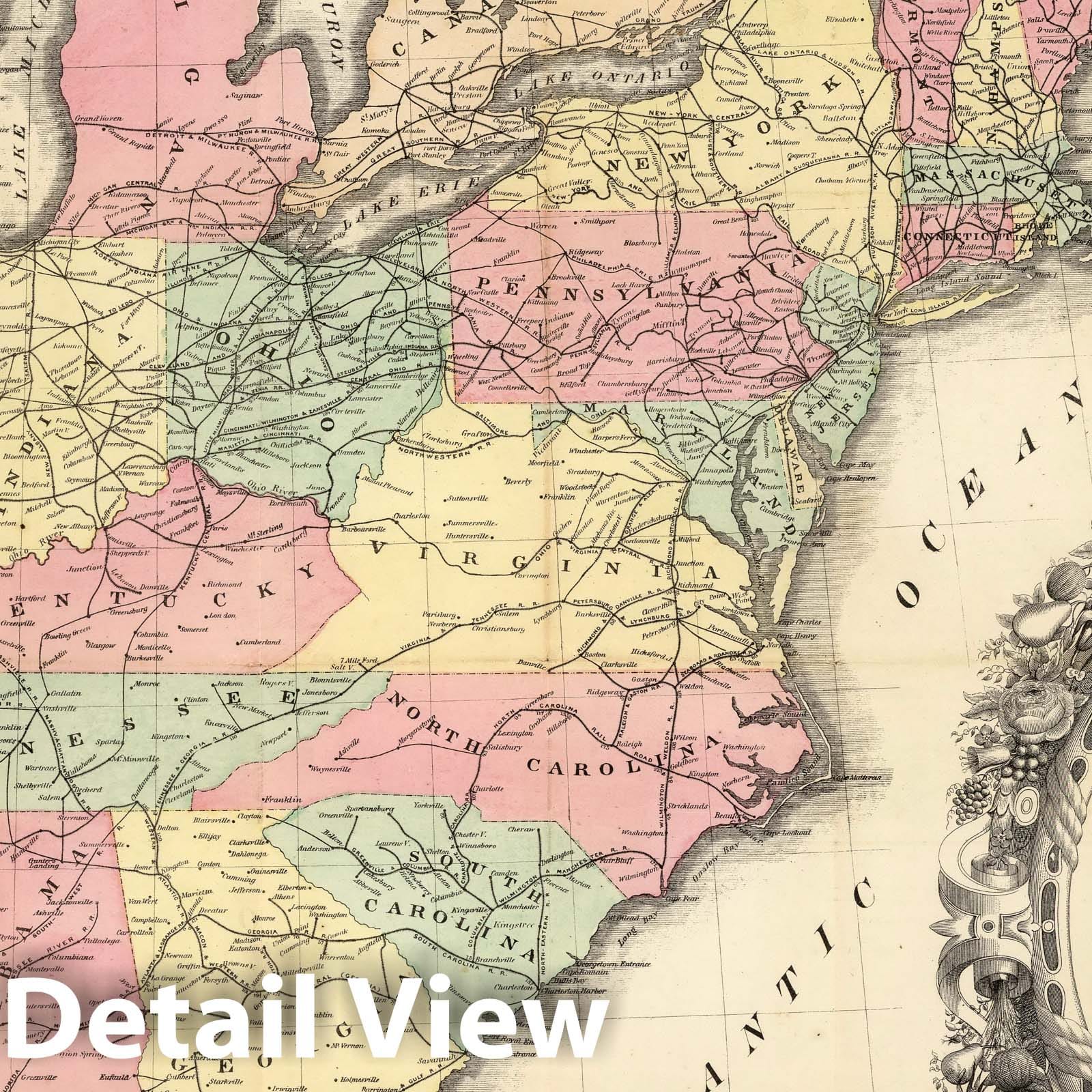 Historic Map : Rail Road Map of The United States, 1858 - Vintage Wall Art