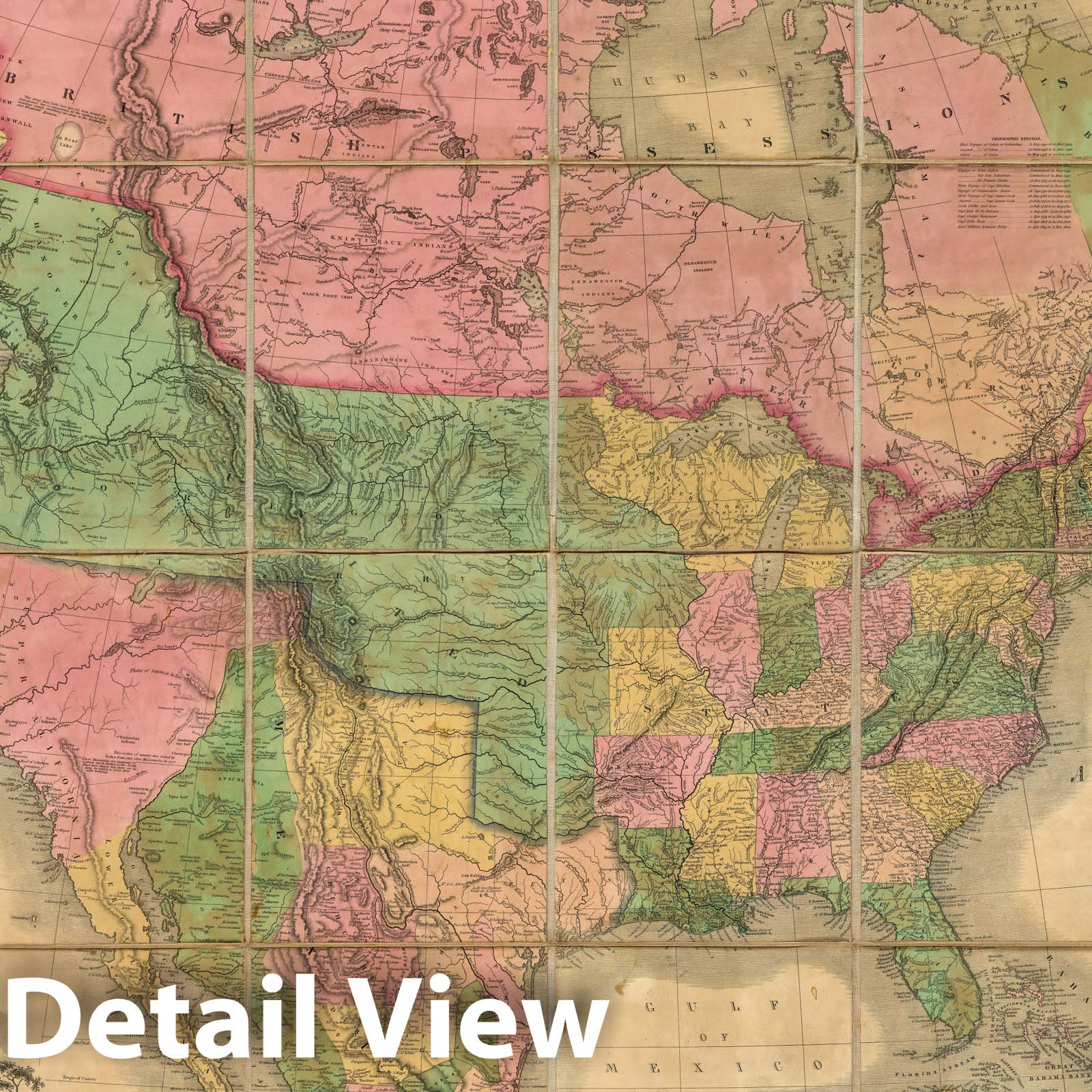 North America - Boundary Map, 1828 - Historical Map Print