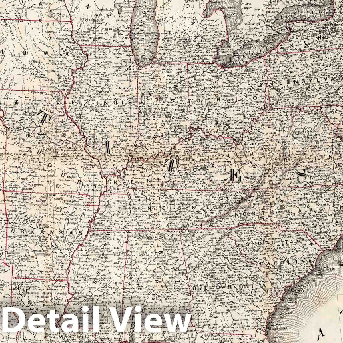 United States and British Provinces - River Map, 1848 - Colton Historical Map Print