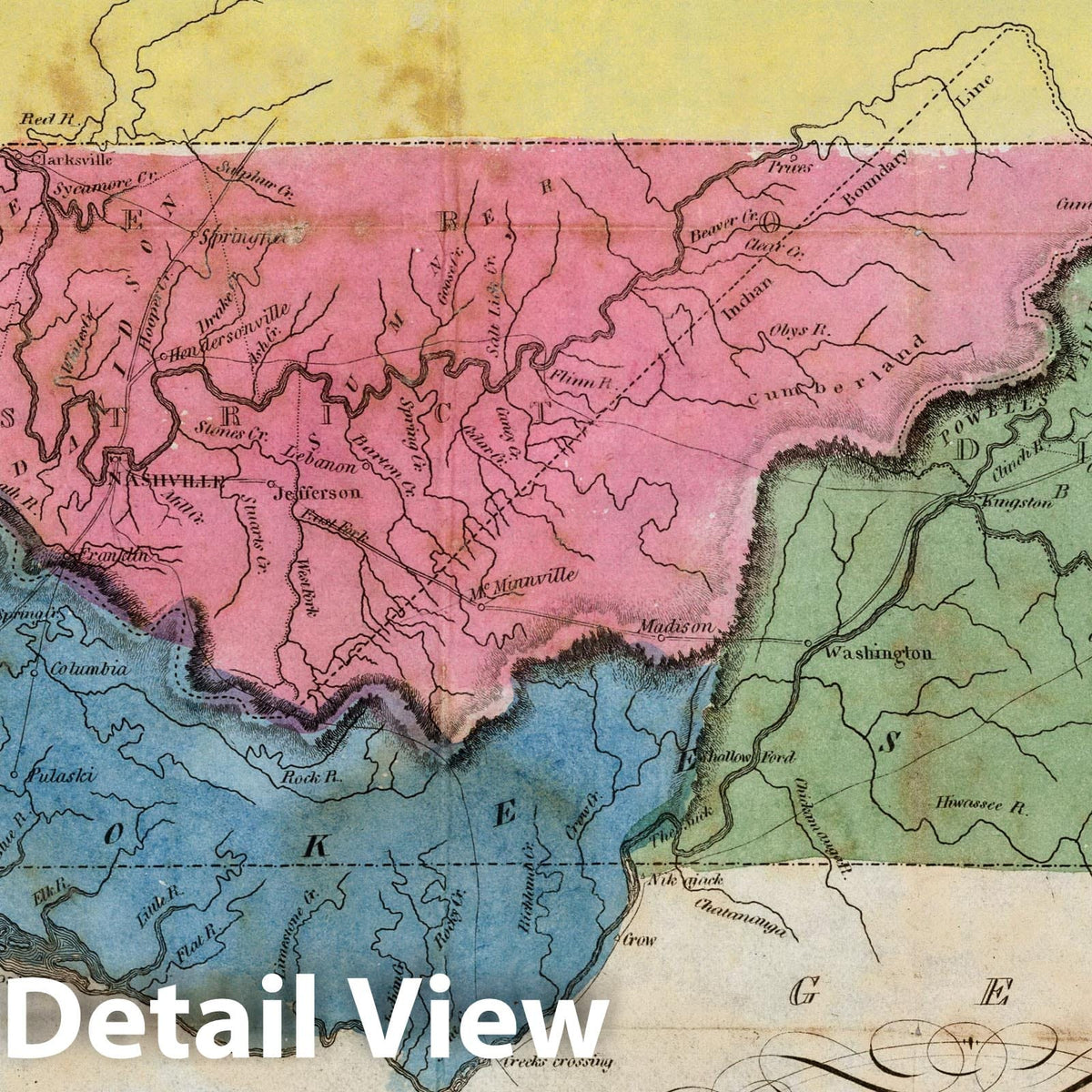 Tennessee, 1832 - Historical Map Print
