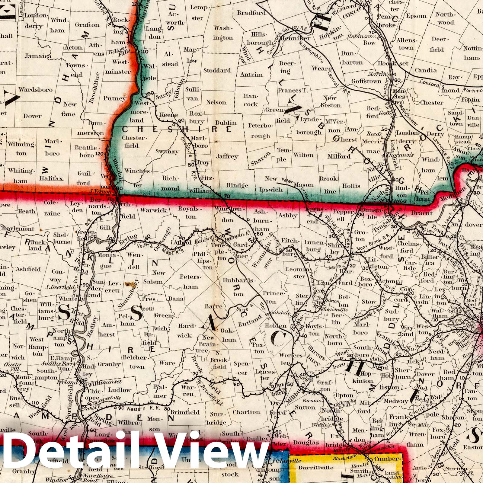 New England and Eastern New York - Railroad Map, 1849