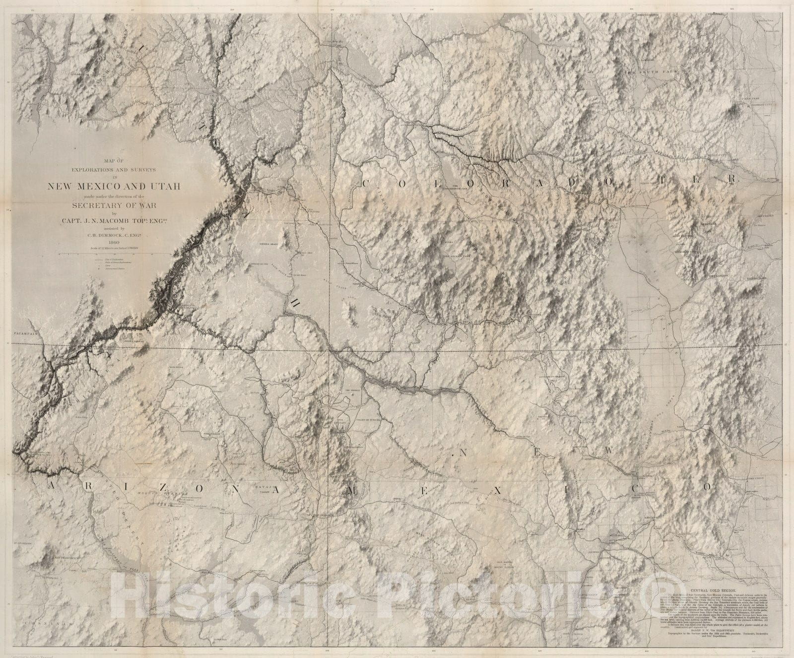 Historic Map : Map of Exploration and Surveys in New Mexico and Utah, 1876 - Vintage Wall Art