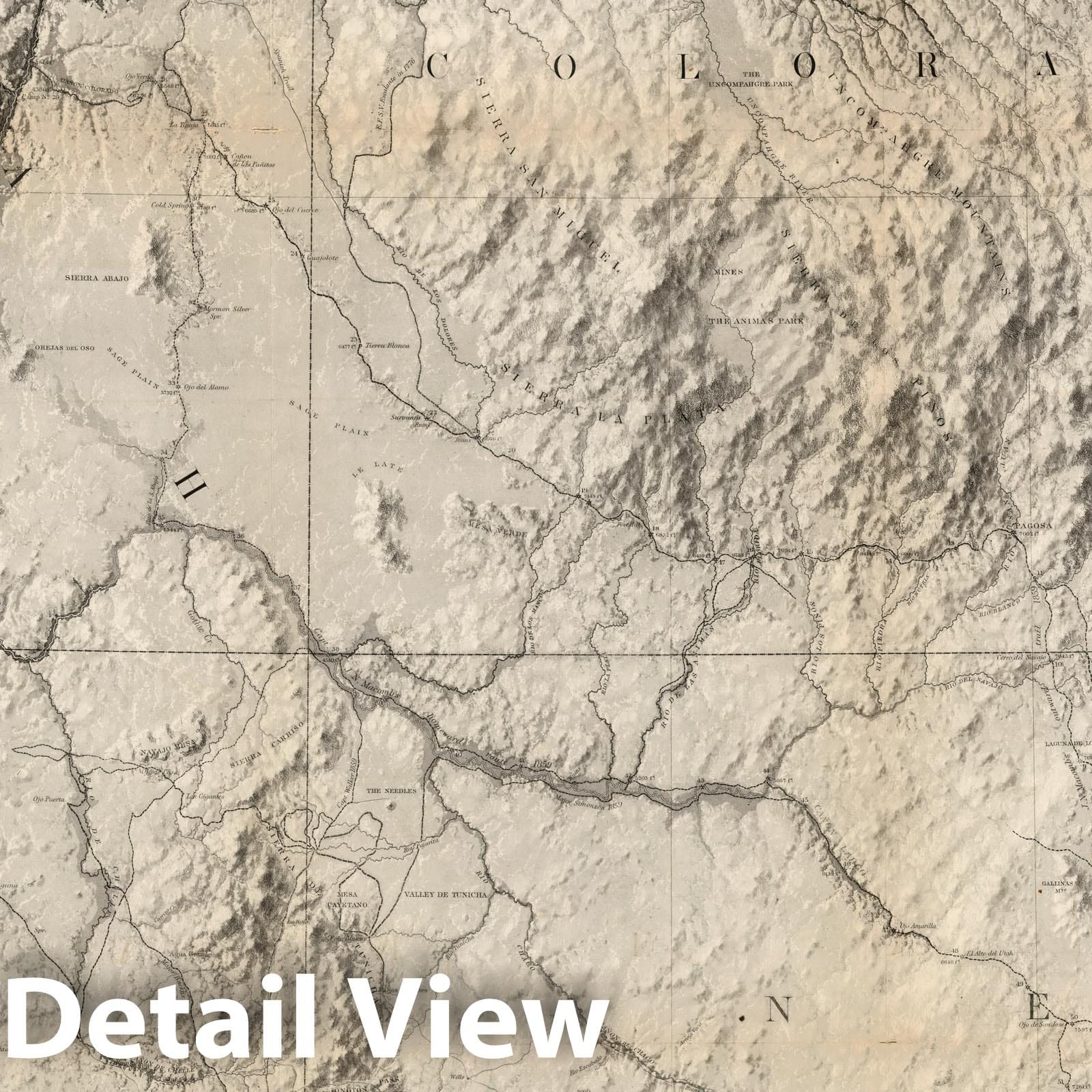 New Mexico and Utah - Exploration Survey, 1876 - Historical Map Print