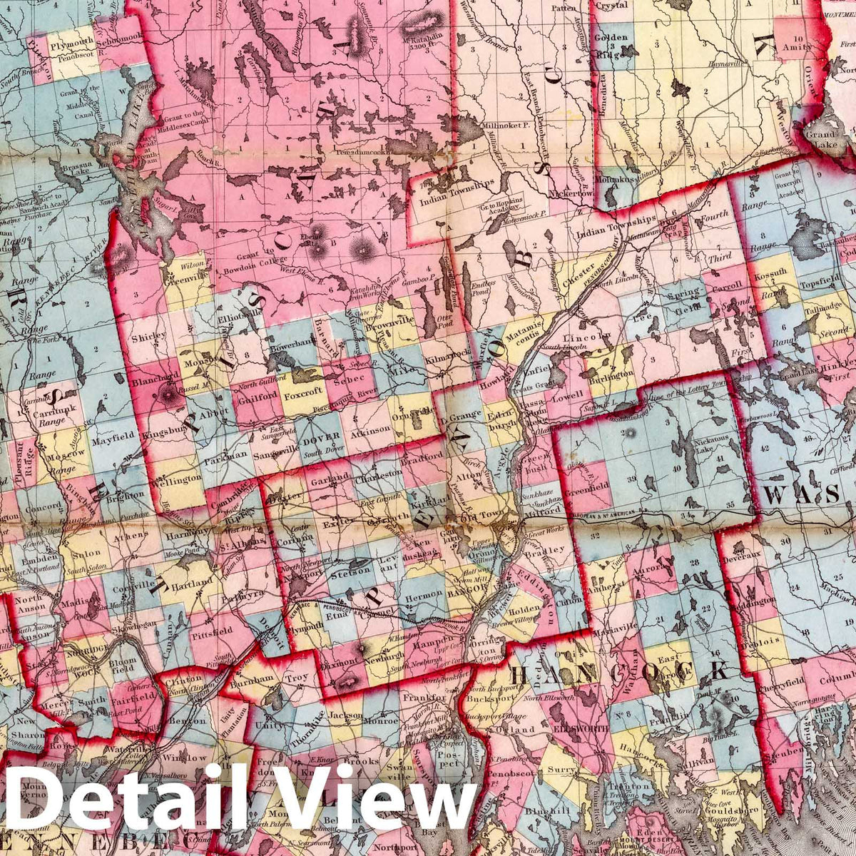 Colton's 1855 Railroad & Township Map of Maine - Historical Map Print