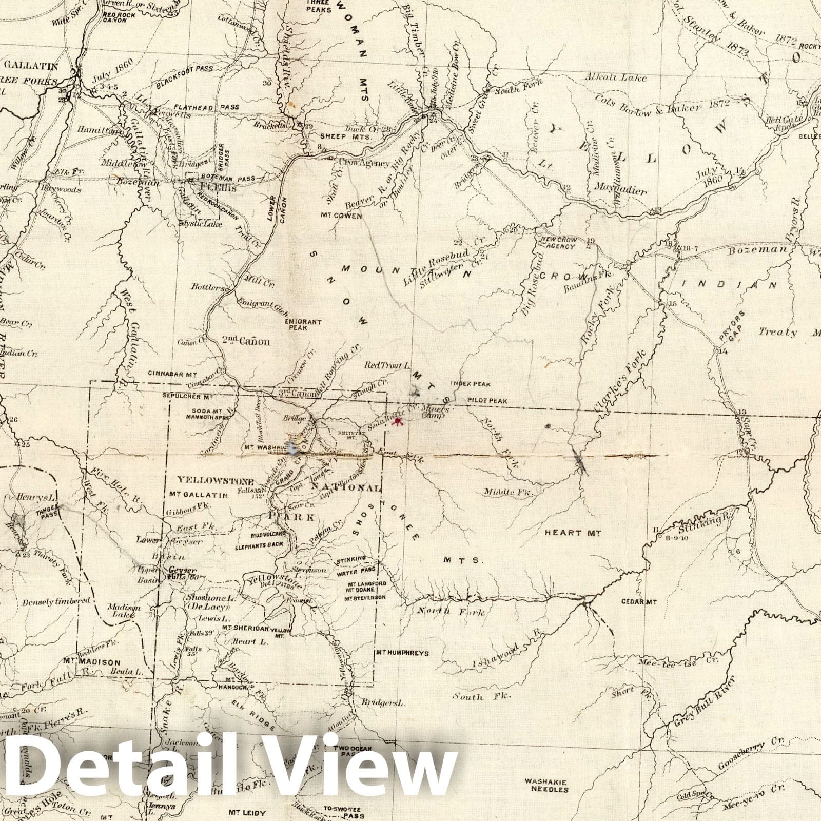 Historic Map : Map of The Yellowstone And Missouri Rivers, 1877 - Vintage Wall Art