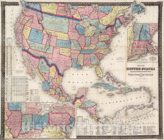 Historic Map : Pocket Map, United States 1861 - Vintage Wall Art