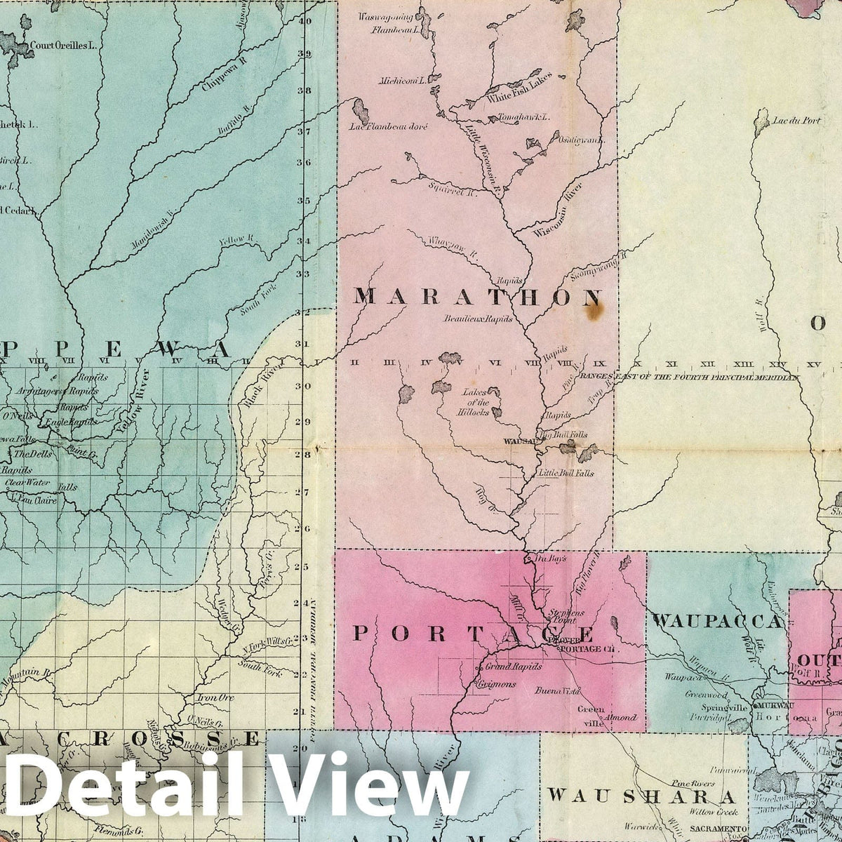 Wisconsin, 1852 - Historical Township Map Print