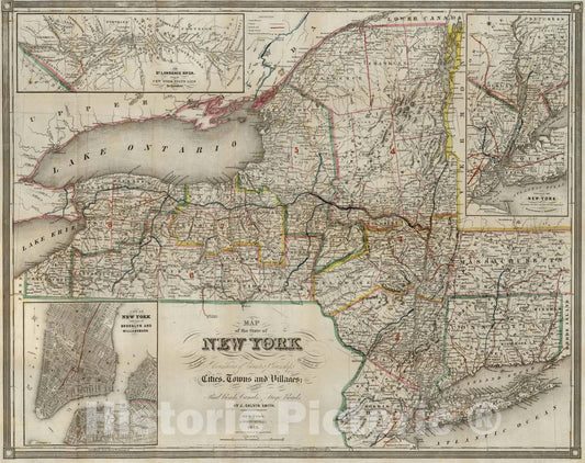 Historic Map : Guide Book, New-York State Guide 1842 - Vintage Wall Art
