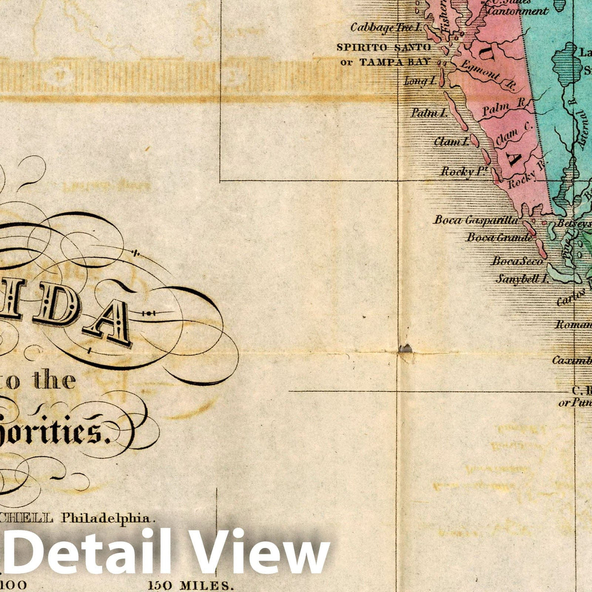Florida and West Indies - Nautical Chart, 1834 - Historical Map Print