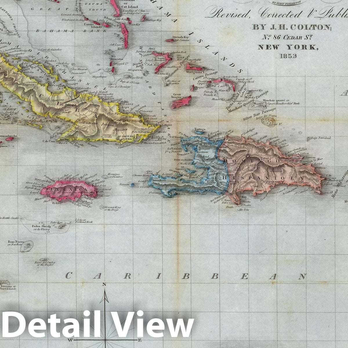 West Indies and Adjacent Coasts - Railroad Map, 1853 - Historical Map Reproduction