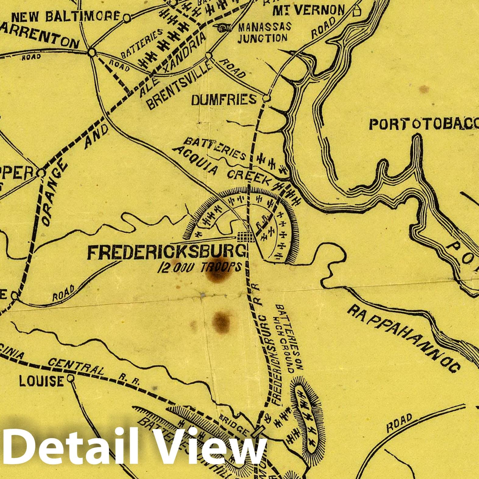 Civil War: Richmond, Virginia - Railroad Map, 1861