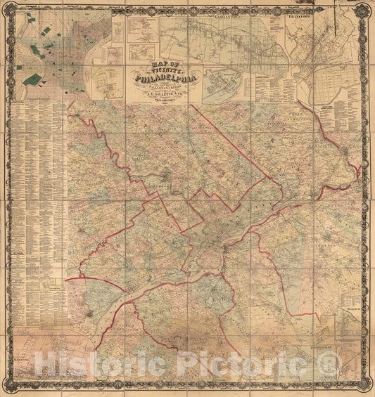 Historic Map : Map of The Vicinity of Philadelphia, 1860 - Vintage Wall Art