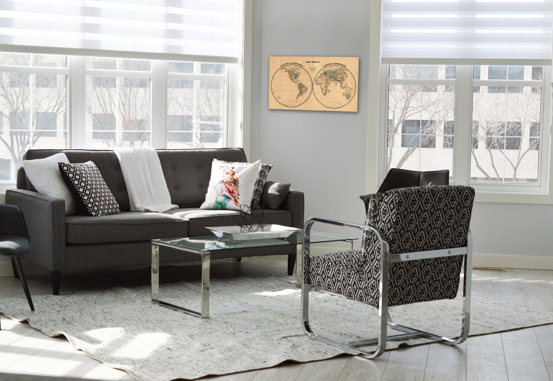 Historic Map : Wall Map, The World. Western Hemisphere. Eastern Hemisphere. 1866 - Vintage Wall Art