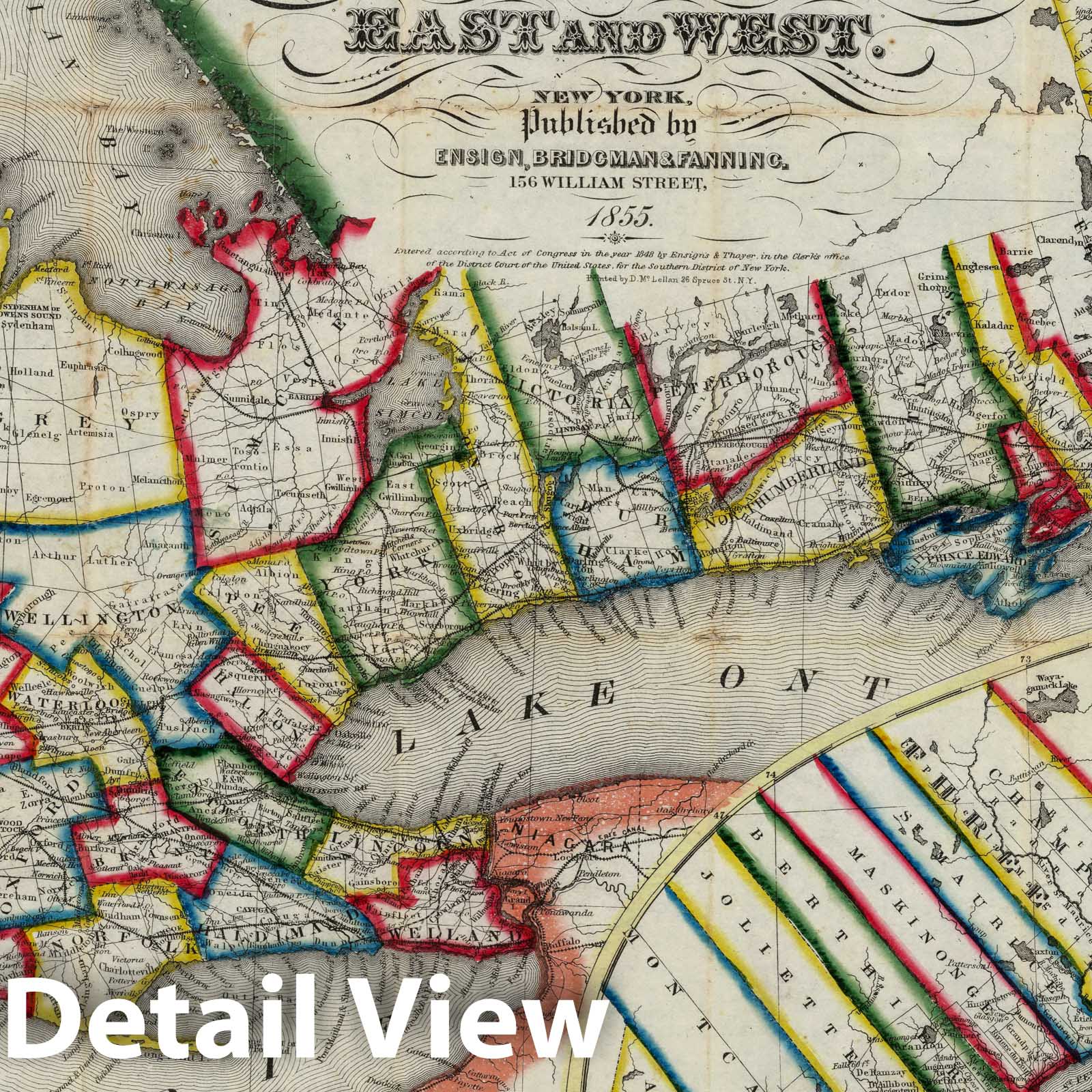 Historic Map : Pocket Map, Canada East And West 1855 - Vintage Wall Art
