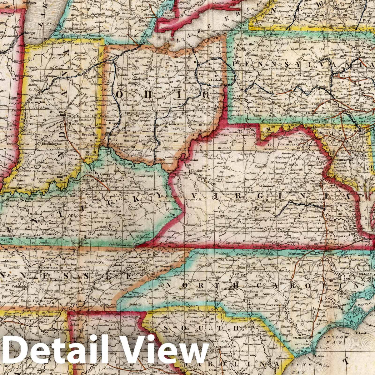 United States - Roads, 1844 - Historical Map Print