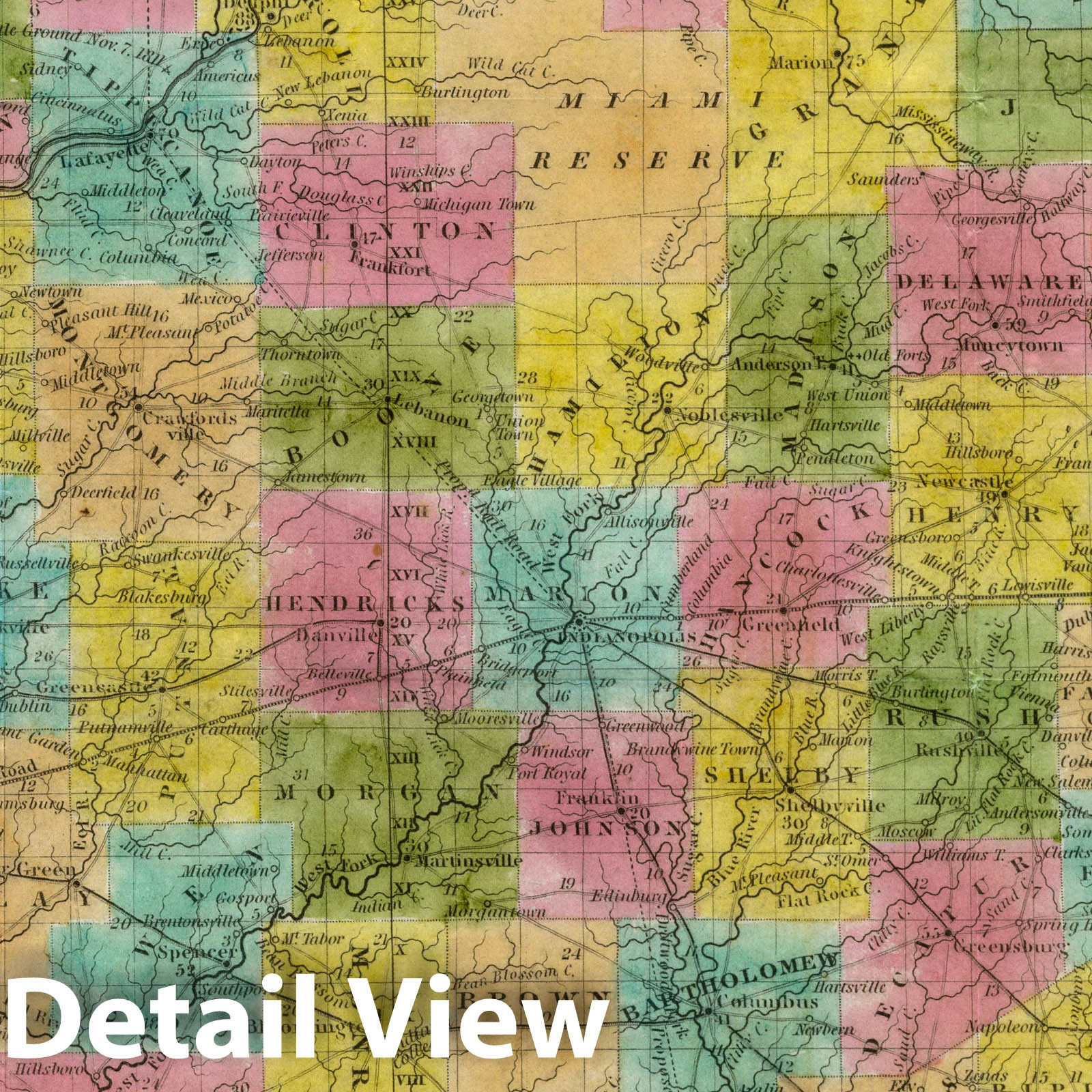 Indiana - Road Map, 1839 - Historical Map Print