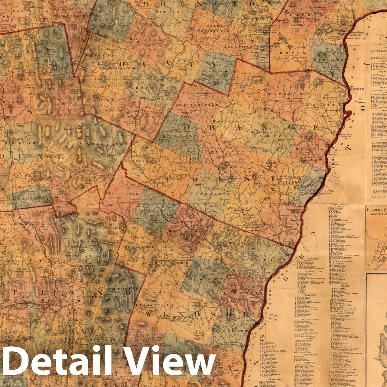 Vermont - Geologic Map, 1860 - Historical Topographic Map Print