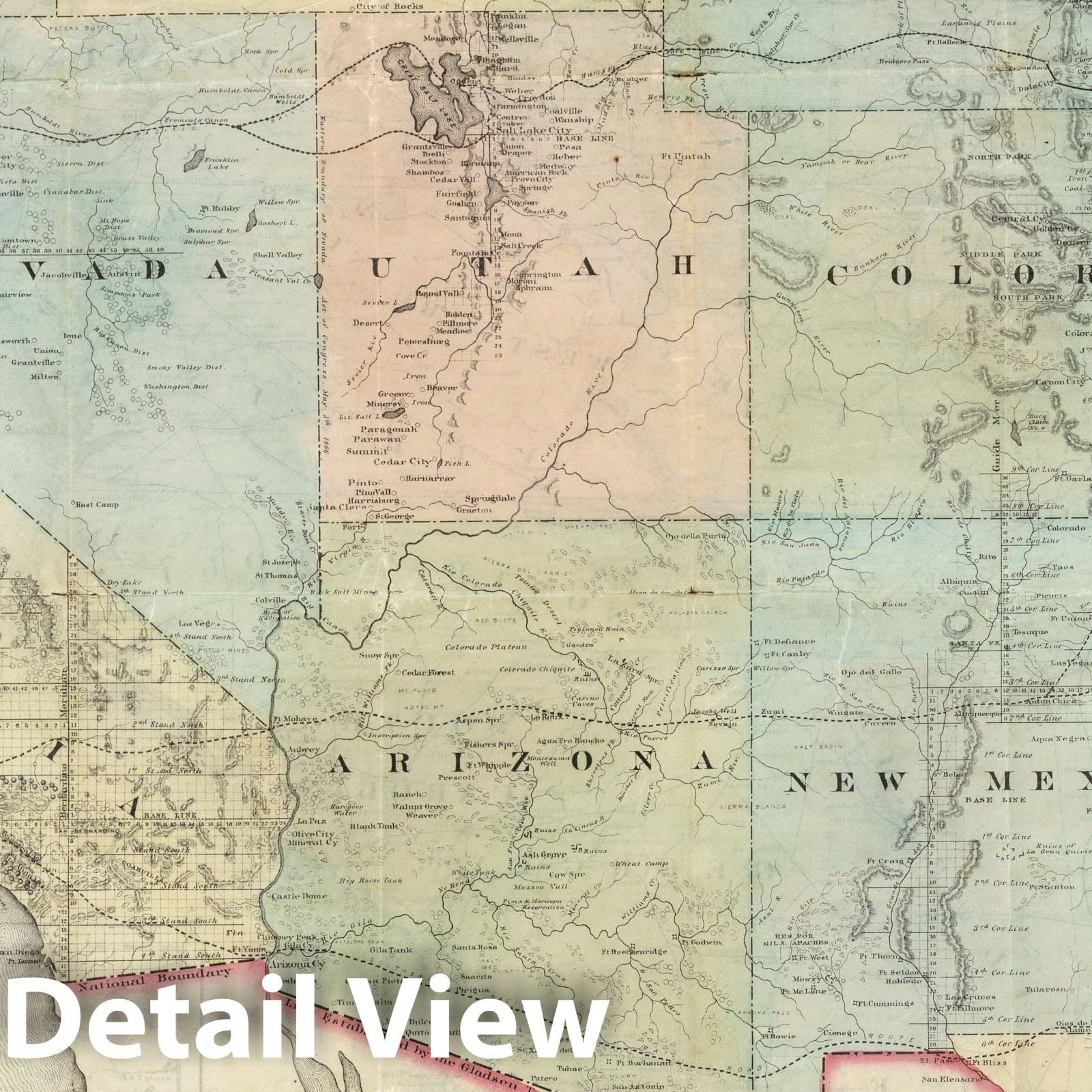 United States and Territories - West, 1868 - Historical Map Print