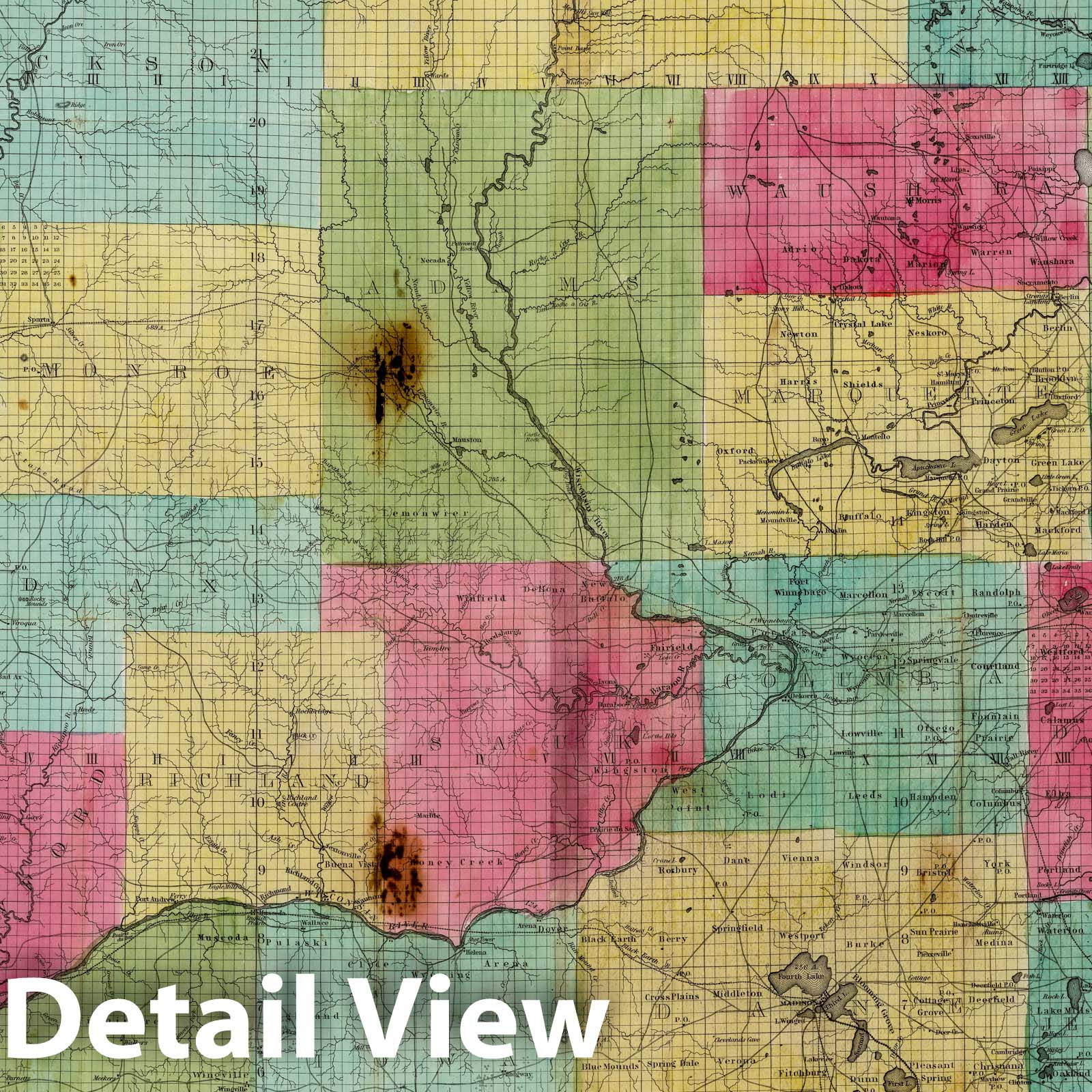 Historic Map : Pocket Map, Wisconsin 1854 - Vintage Wall Art