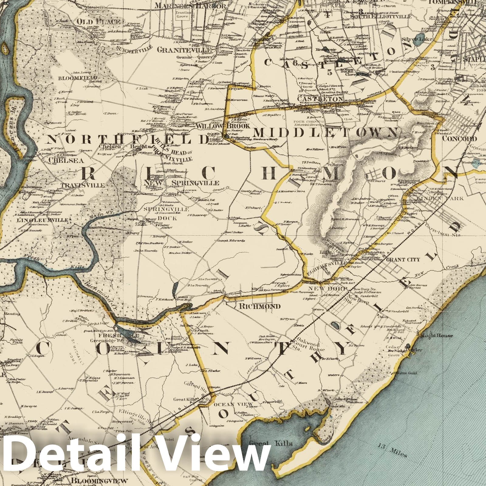 Historic Map : Pocket Map, Staten Island Richmond County 1896 - Vintage Wall Art