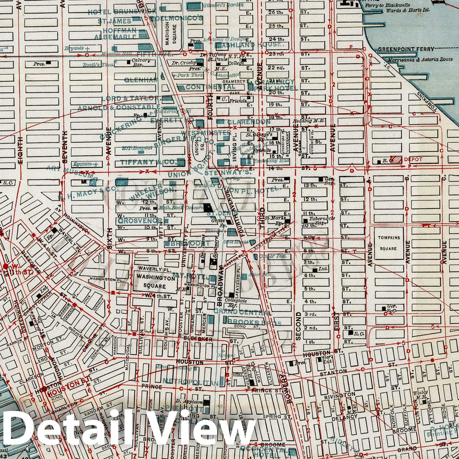 New York City 1877 Historical Map Print