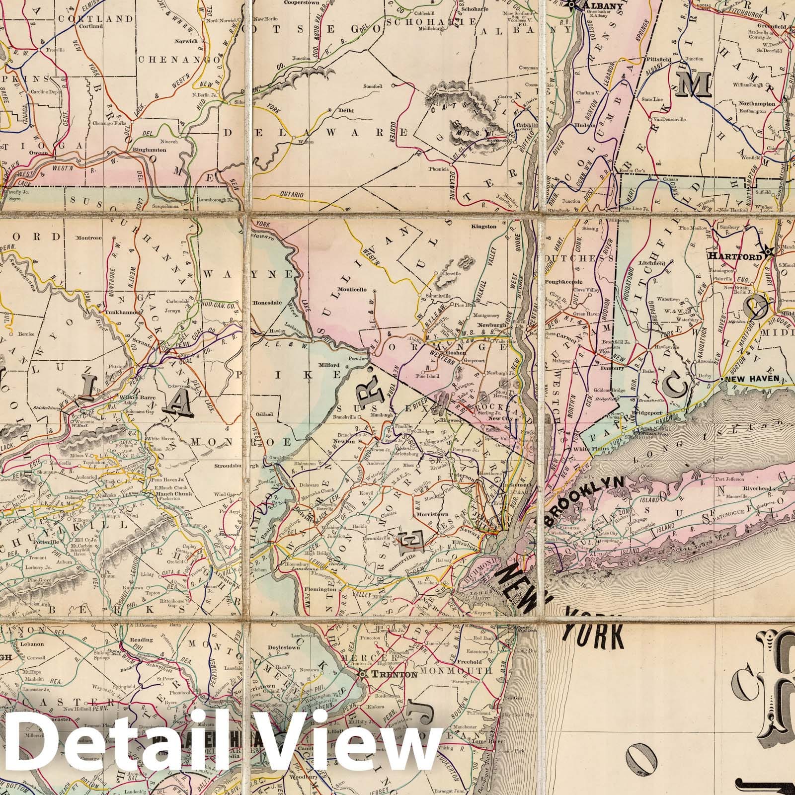 Historic Map : Railroad Map of The Eastern & Middle States, 1885 - Vintage Wall Art