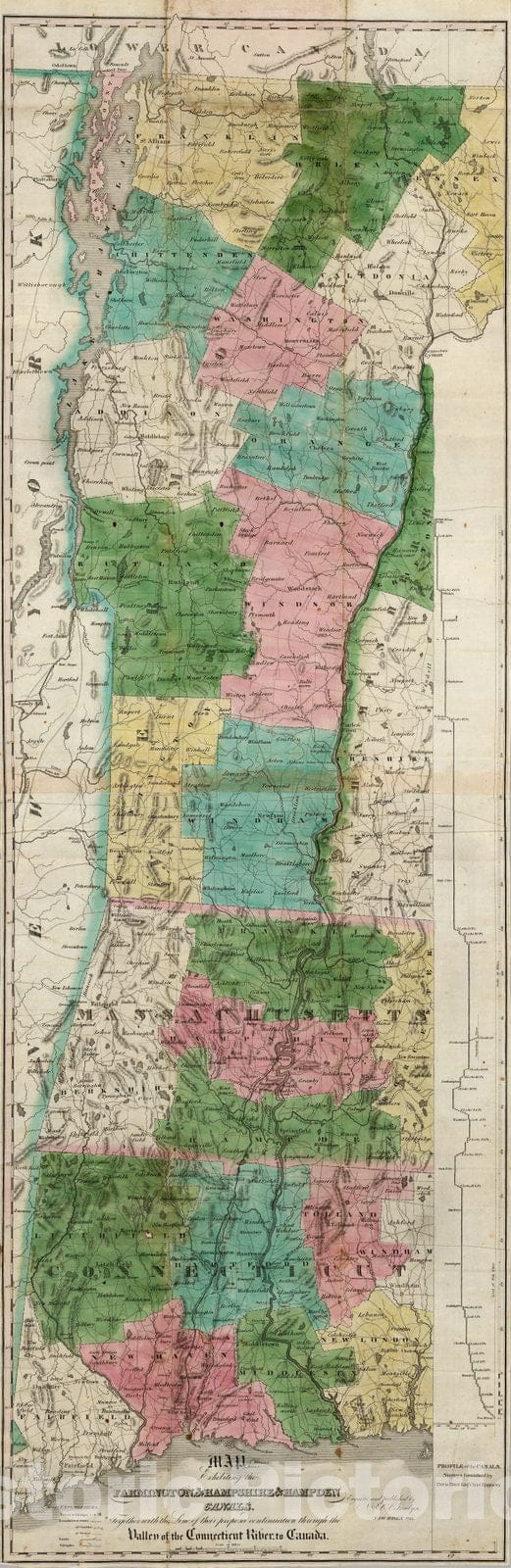Historic Map : Farmington, Hampshire, Hampden Canals, 1828, Vintage Wall Decor