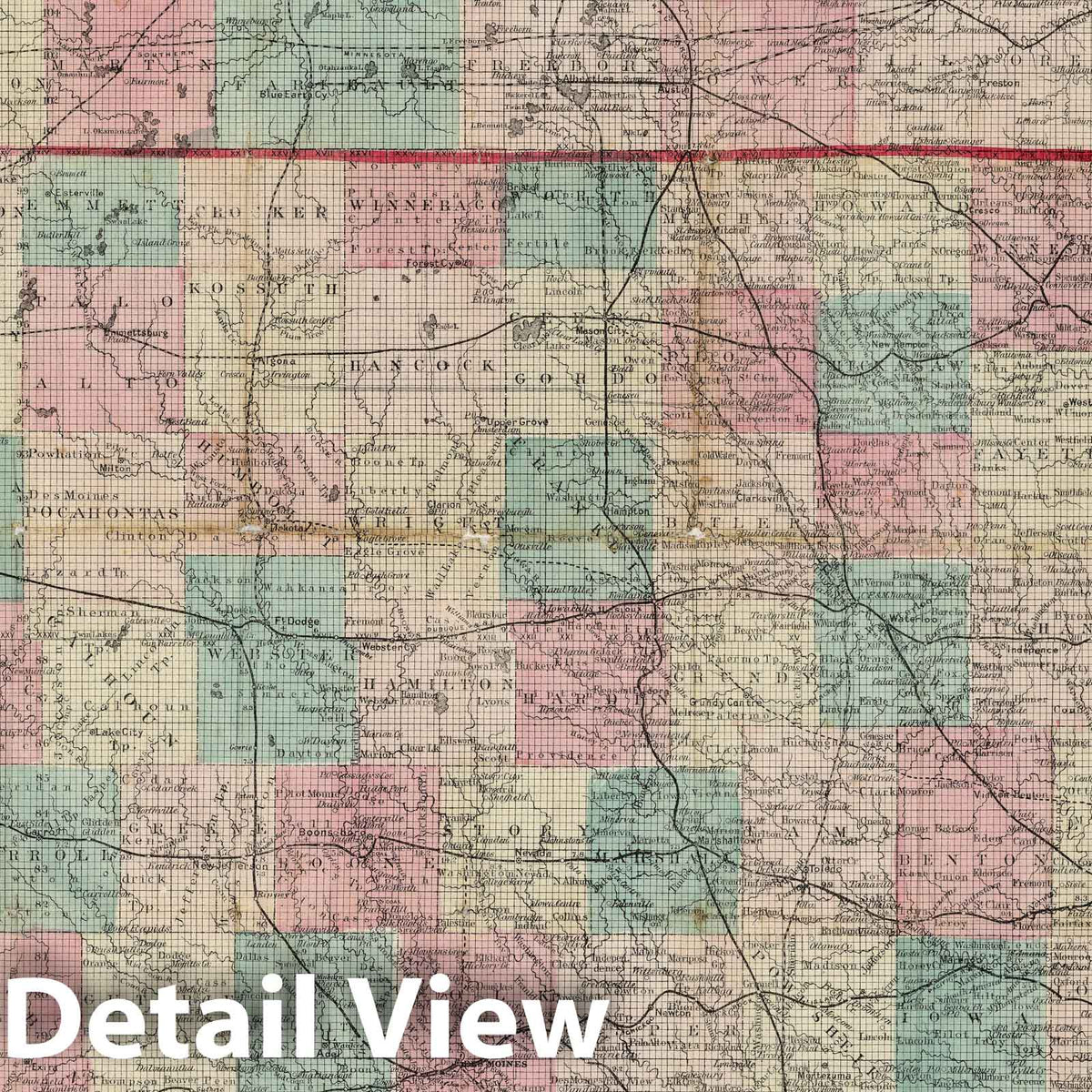 Iowa Sectional Map 1871 - Historical Map Reproduction