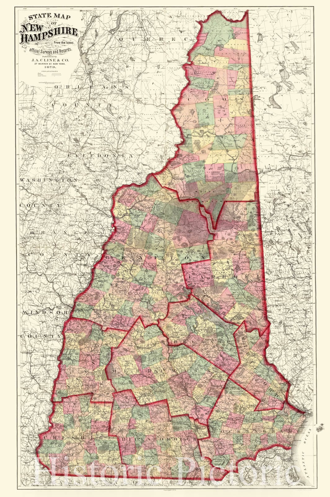 New Hampshire 1879 Historical Map Print