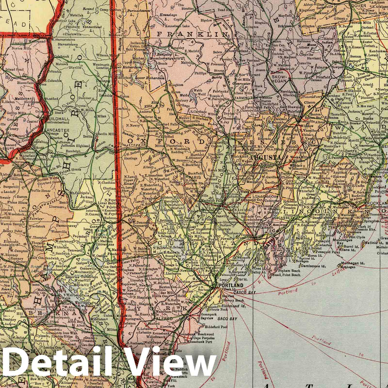 New England Road Map 1920 - Historical Map Print
