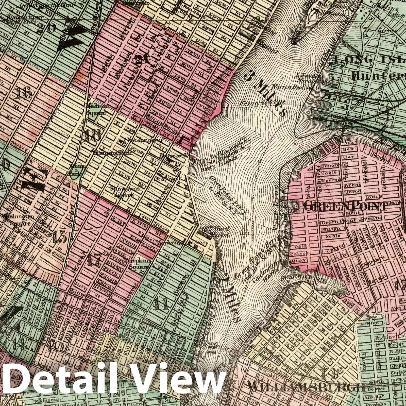 New York and Brooklyn and Adjacent Cities, 1871 - Historical Map Print