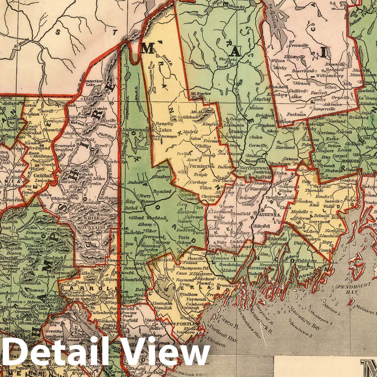 New England 1847 Historical Map Print