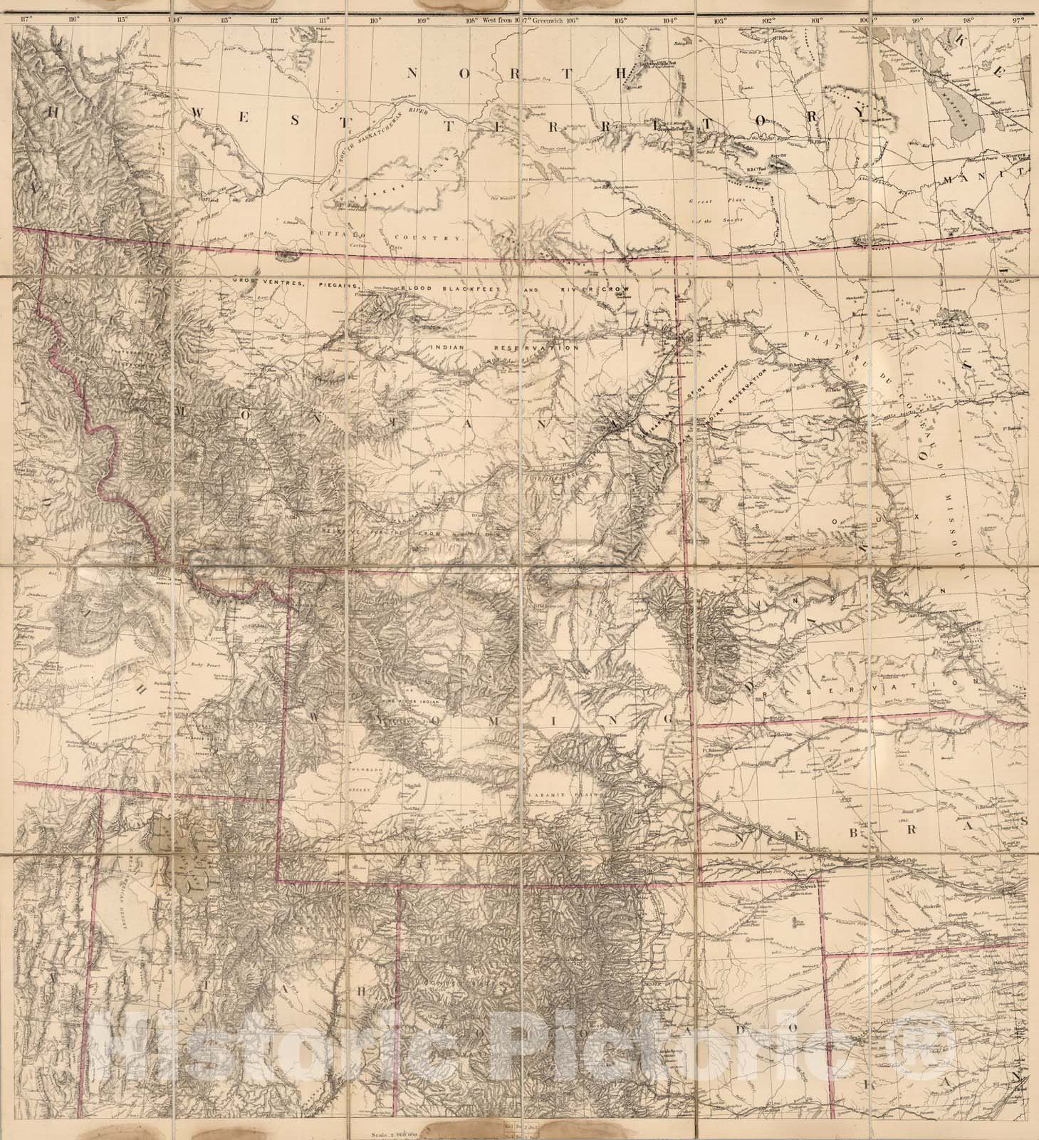 Historic Map : Case Map, U.S. West of Mississippi R. 2. 1879 - Vintage Wall Art