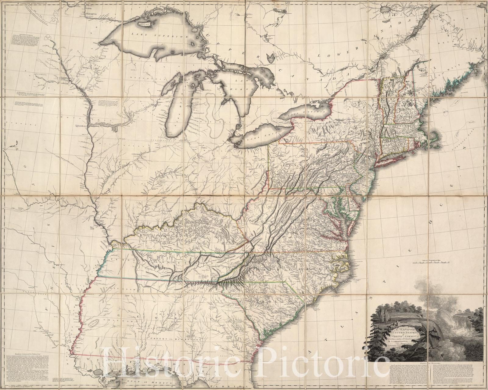 Historic Map : Case Map, United States of North America. 1796 - Vintage Wall Art