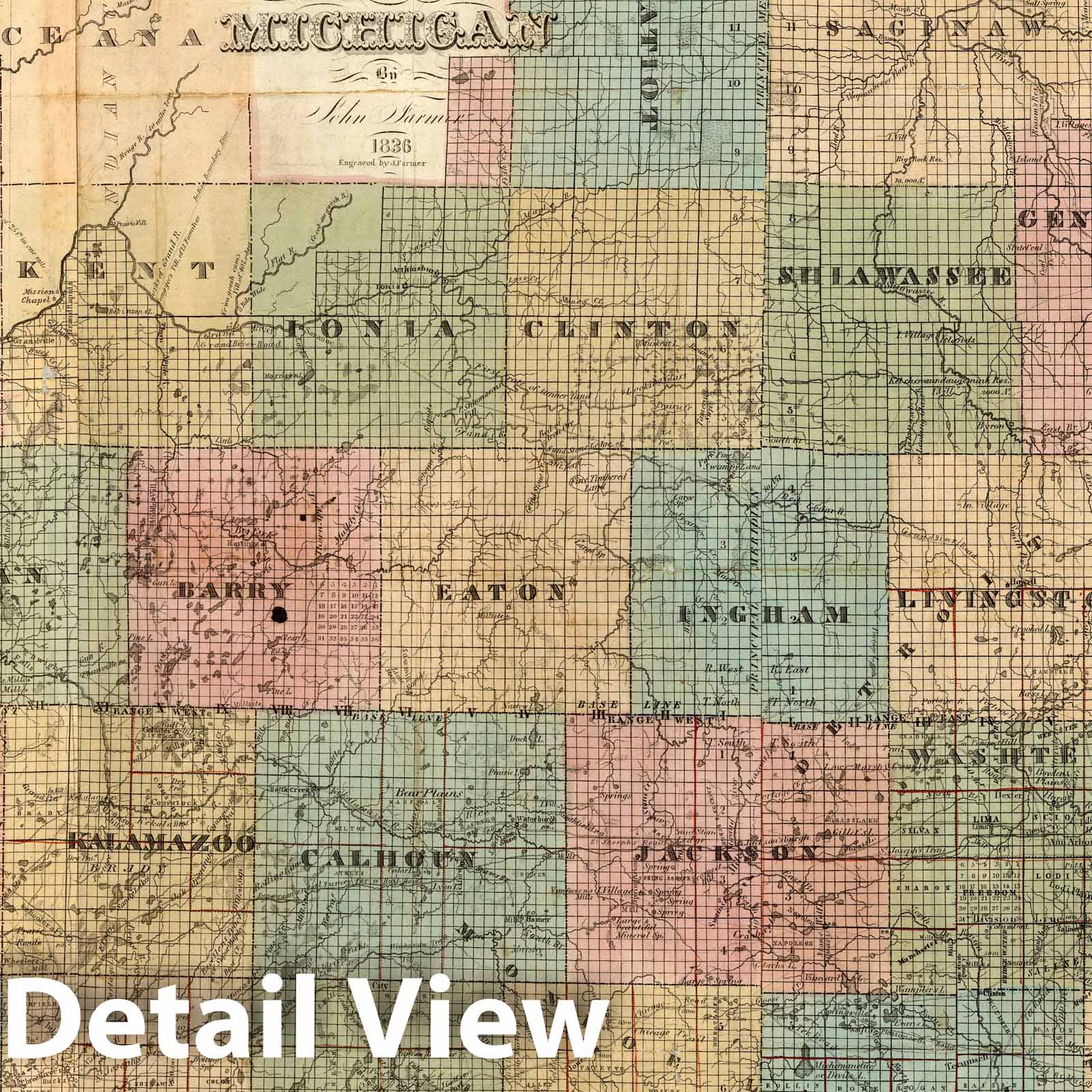 Michigan - Survey Map, 1836 - Historical Map Print