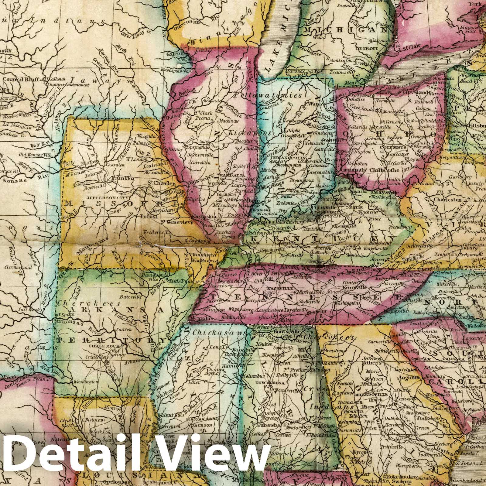 United States - Road Map, 1836 - Historical Map Print