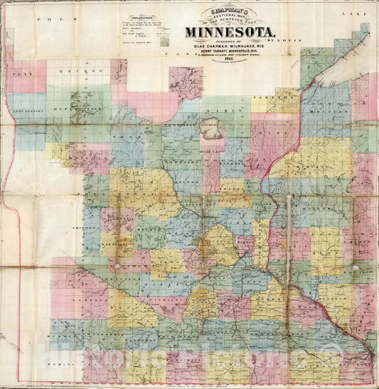 Minnesota Sectional Map 1866 - Chapman's Railroad Map Print