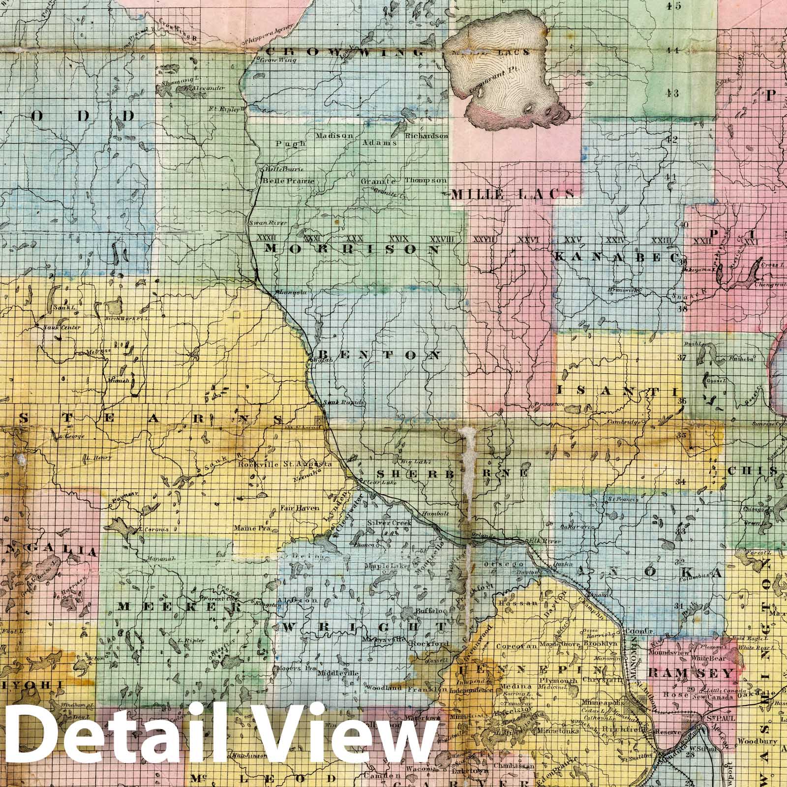 Minnesota Sectional Map 1866 - Chapman's Railroad Map Print