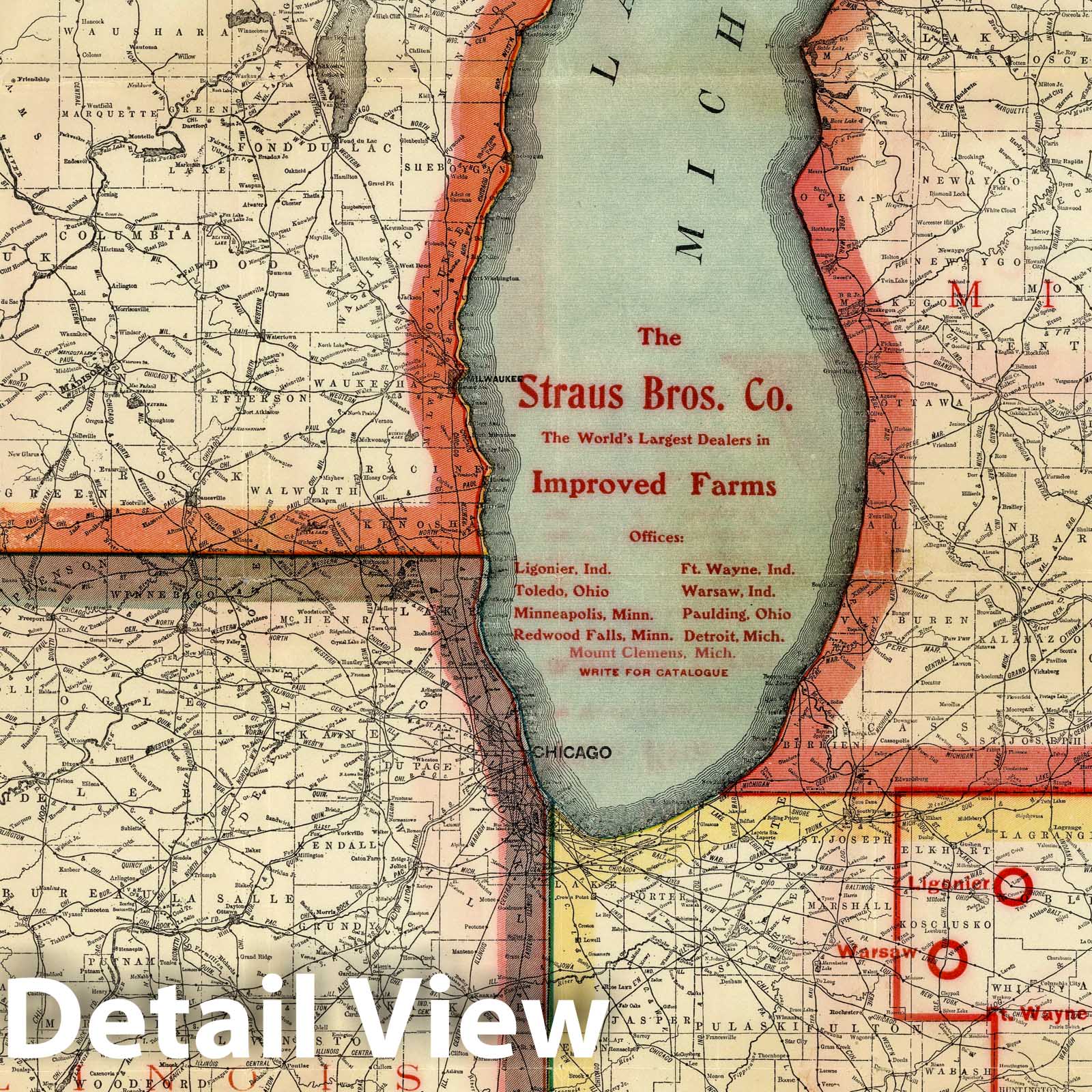 Central States Farm Locations Map 1900 - Midwest Historical Map Print