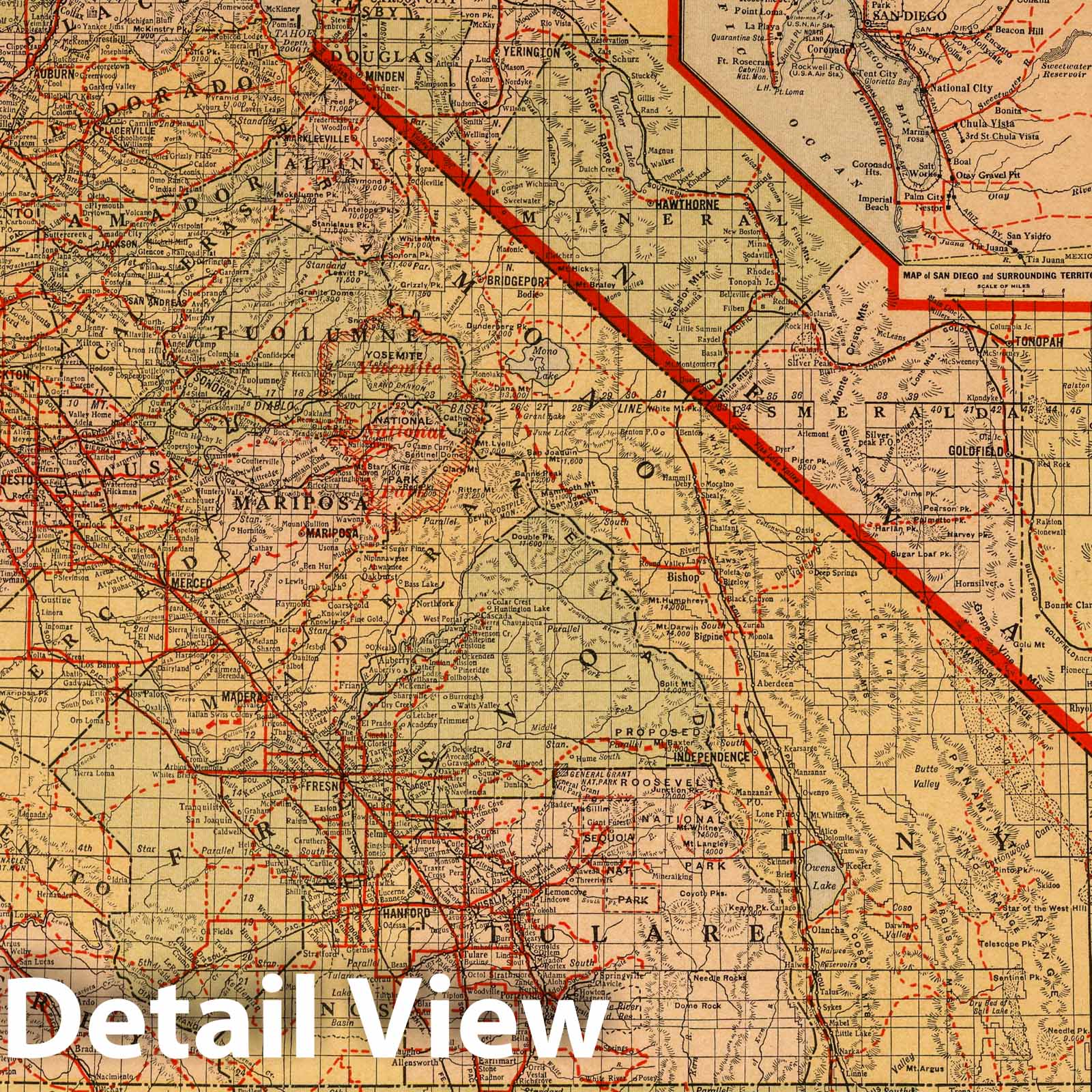 California and Western Nevada 1932 Historical Map Print