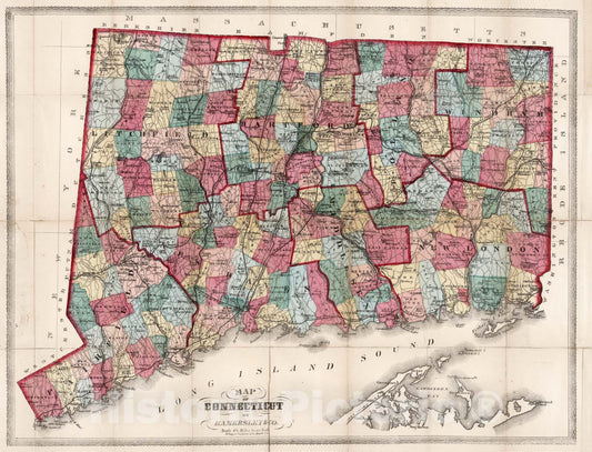 Connecticut 1870 Topographic Map Print - Historical Reproduction