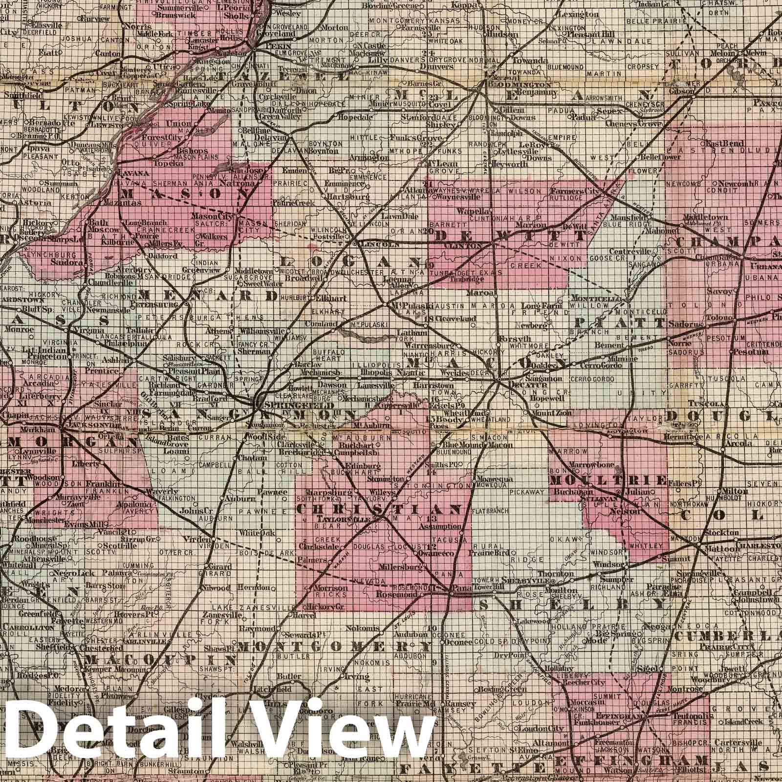 Illinois 1873 Sectional Map Print - Historical Reproduction
