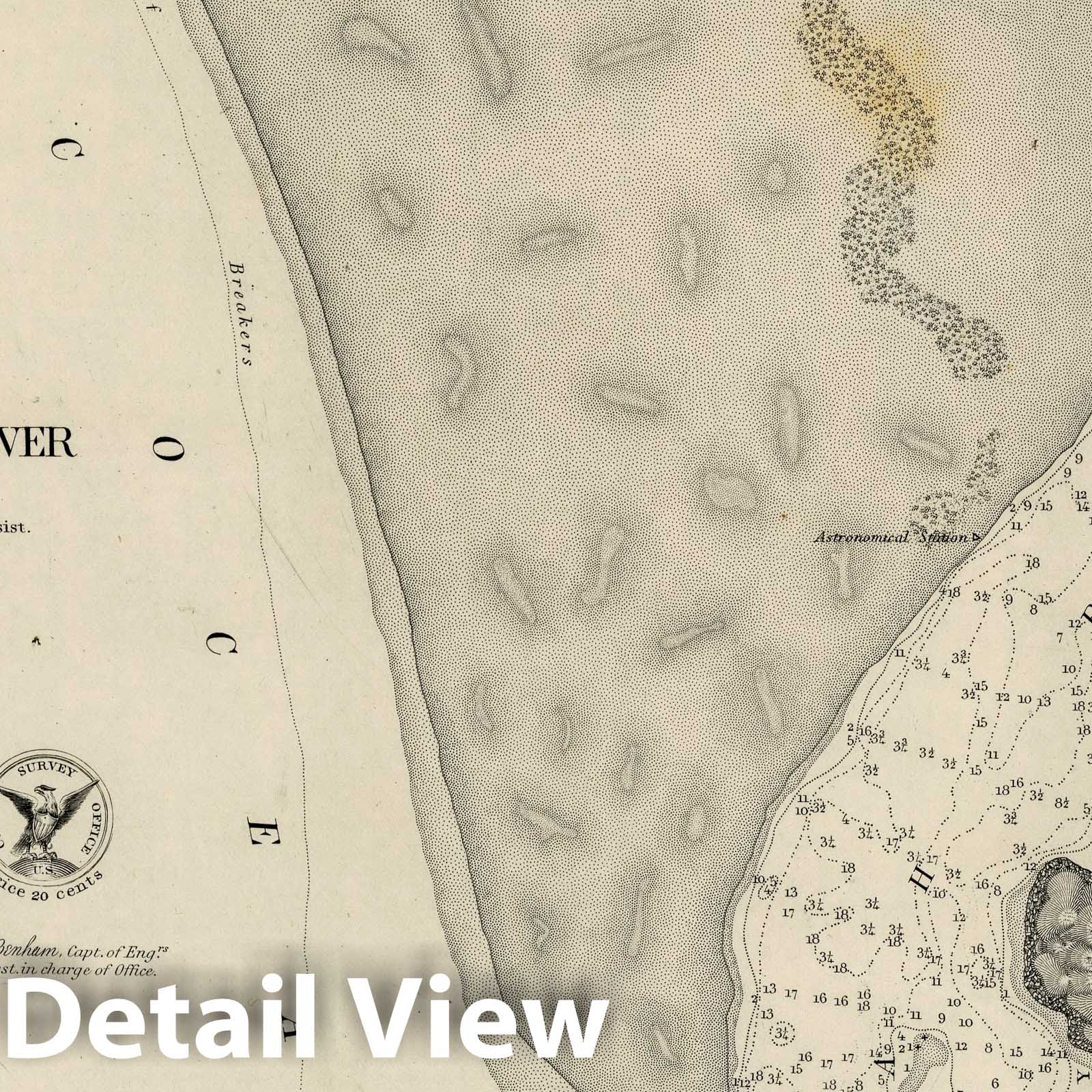 Umquah River, Oregon - Nautical Chart, 1854 - Historical Map Print