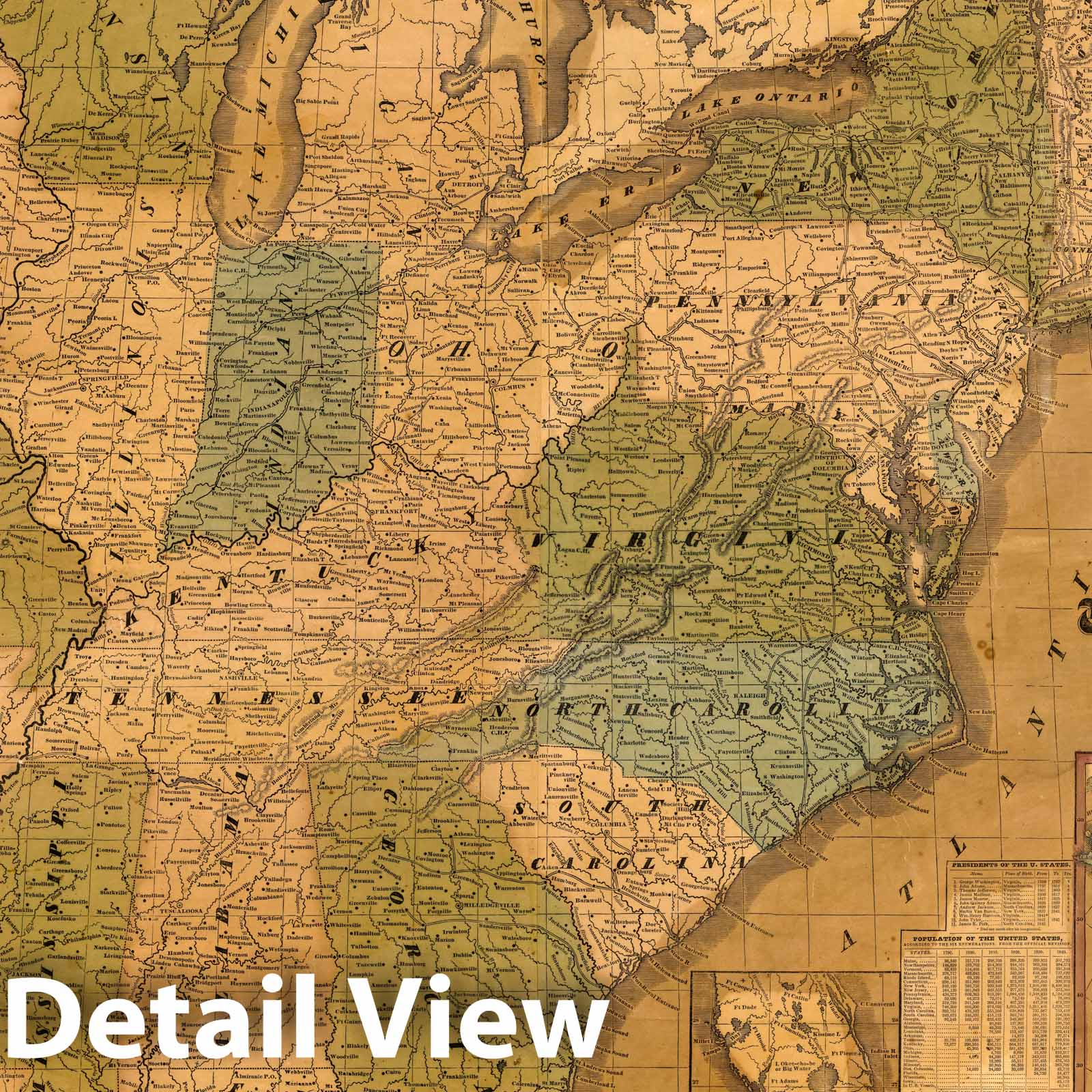 United States Pictorial Map, 1845 - Historical Map Print